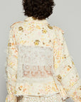 POL Raw Hem Lace Patch Flounce Sleeve Jacket