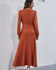 Women's V Neck Long Sleeve Maxi Dress