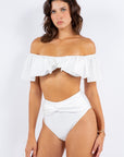 Two Piece Top Ruffle Shoulder with Twisted Design