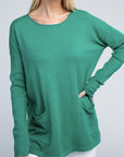 Zenana Viscose Front Pockets Sweater