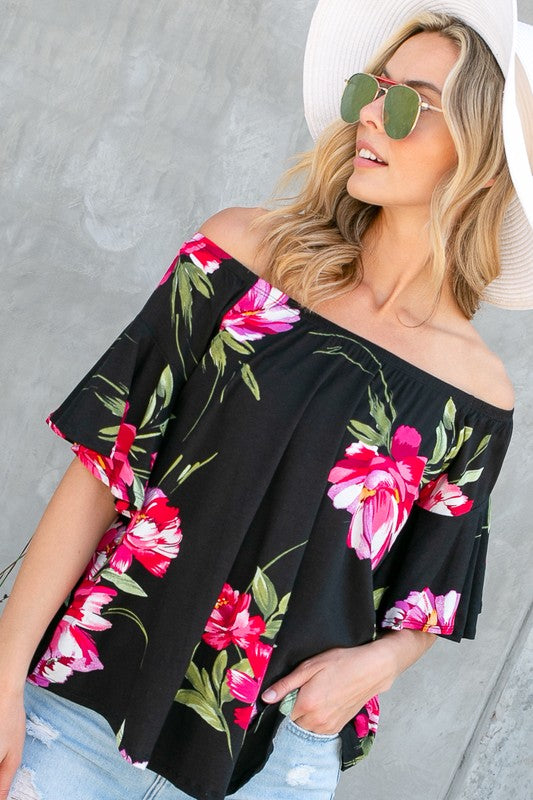 e Luna Floral Off Shoulder Top