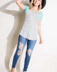 e Luna PLUS Polka Dot Mix Baseball Top