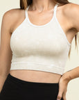 Zenana Washed Ribbed Seamless Cropped Cami Top