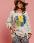 BiBi LOVE Heart Patch Slit French Terry Sweatshirt