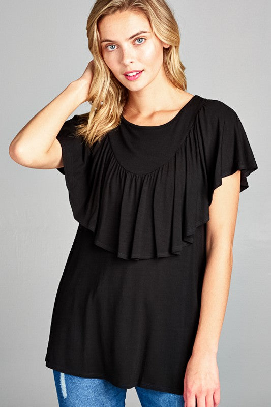 Solid Ruffle Detail Top - Online Only