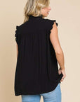 Culture Code Full Size Frill Edge Smocked Sleeveless Top