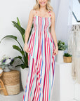 e Luna Striped Smocked Maxi Dress