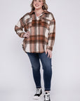 Blue B Plus Size Yarn Dyed Plaid Shirt Jacket