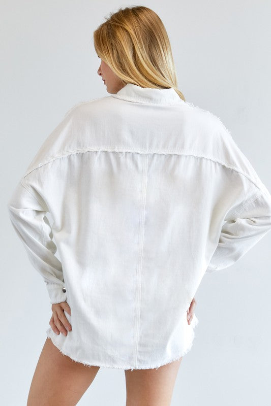 Davi &amp; Dani Button Down Shirt with Pockets - Online Only