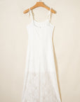 Floral Lace Tie Spaghetti Straps Maxi Dress