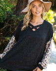 e Luna Animal Mixed Volume Sleeve Top