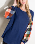 e Luna Multi Plaid Mixed Top