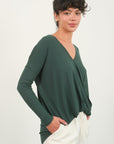 HYFVE Draped Drop Shoulder Long Sleeve Top