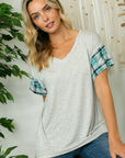 e Luna Plaid Striped Mixed Boxy Top