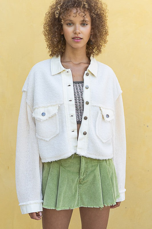 POL Button Down Jacket Cropped and Oversized - Online Only