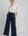 Umgee Drawstring Wide Leg Pants with Pockets