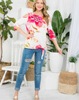 e Luna Allover Floral Cold Shoulder Top