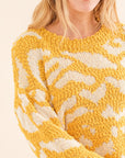 And The Why Full Size Textured Pattern Contrast Sweater