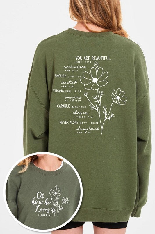 You Are Beautiful Graphic Plus Sweatshirt