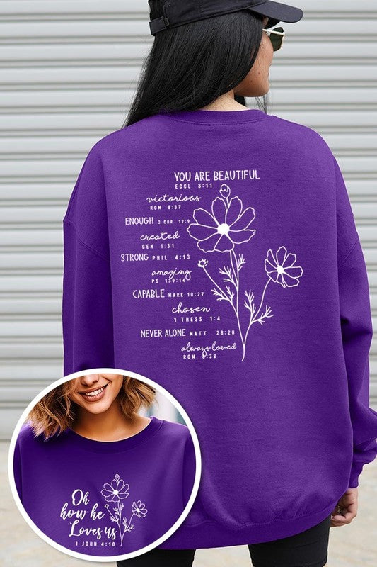 You Are Beautiful Graphic Plus Sweatshirt