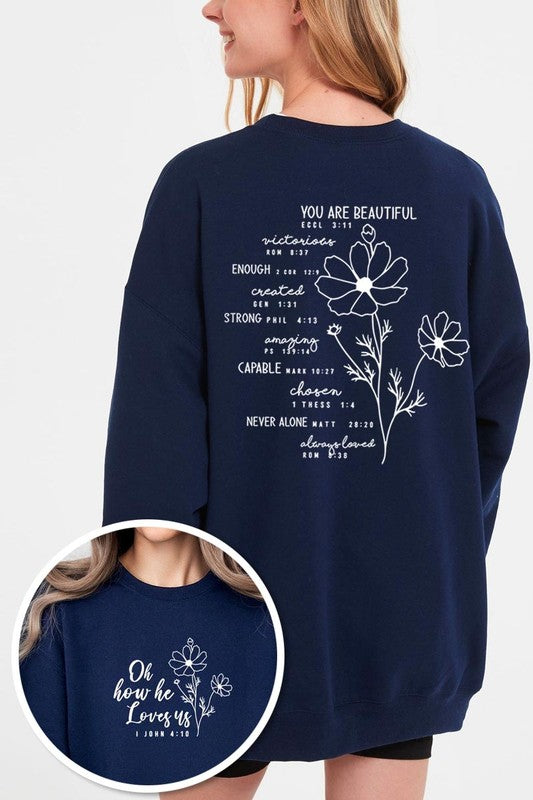 You Are Beautiful Graphic Plus Sweatshirt