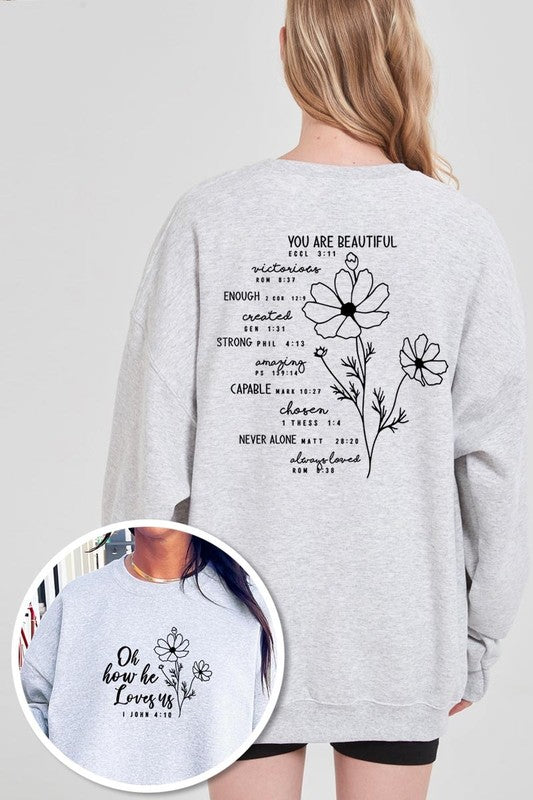 You Are Beautiful Graphic Plus Sweatshirt