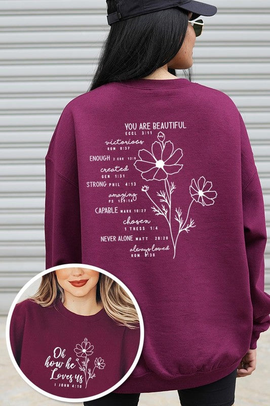 You Are Beautiful Graphic Plus Sweatshirt