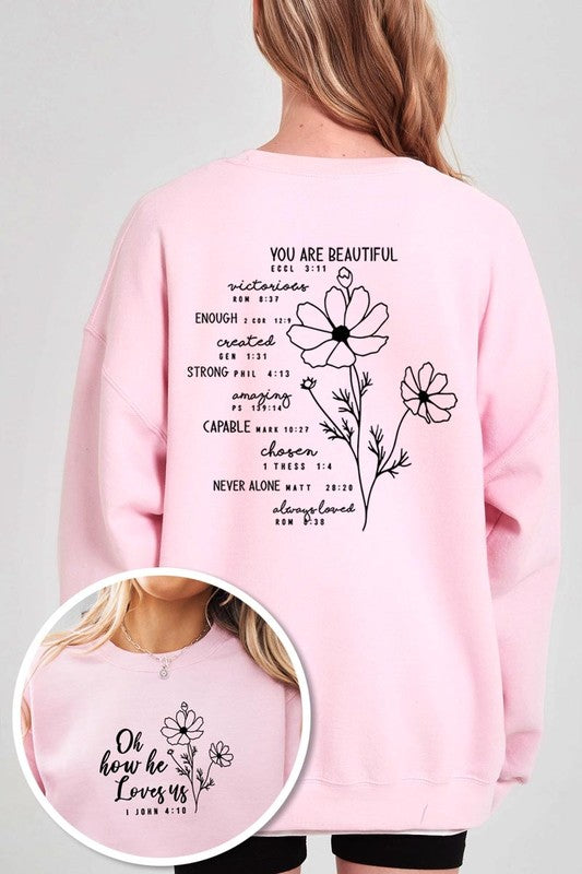 You Are Beautiful Graphic Plus Sweatshirt