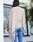 Leto Accessories Geometric Embroidered Sleeve Kimono