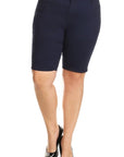 Plus Size High Waist Solid Stretch Short Pants