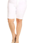 Plus Size High Waist Solid Stretch Short Pants