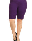 Plus Size High Waist Solid Stretch Short Pants