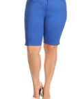 Plus Size High Waist Solid Stretch Short Pants