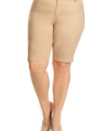 Plus Size High Waist Solid Stretch Short Pants