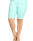 Plus Size High Waist Solid Stretch Short Pants