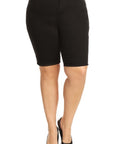 Plus Size High Waist Solid Stretch Short Pants