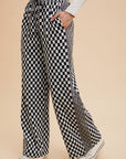 Annie Wear Drawstring Checkered Wide Leg Pants