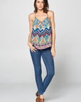 Renee C. Sleeveless Print V-neck Tank Top