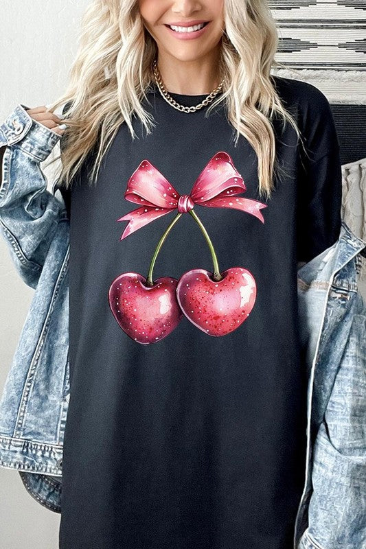 Heart Cherries Graphic Plus Heavy Cotton Tee