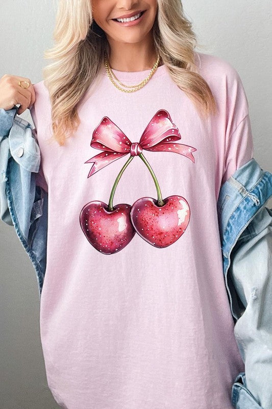 Heart Cherries Graphic Plus Heavy Cotton Tee