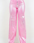 GJG Denim Metallic Wide Leg jean in Pink - Inseam 32