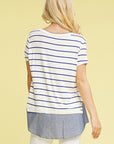 Plus Button Striped Chambray Layered Tunic