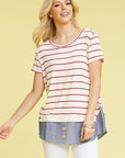 Plus Button Striped Chambray Layered Tunic