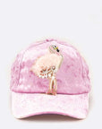 Fur & Beaded Flamingo Distressed Velour Cap