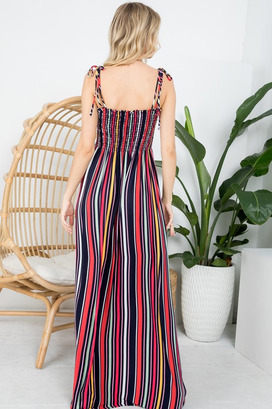 e Luna PLUS Striped Smocked Maxi Dress