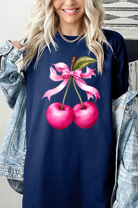 Cherry with Coquette Bow Plus Heavyweight Tee