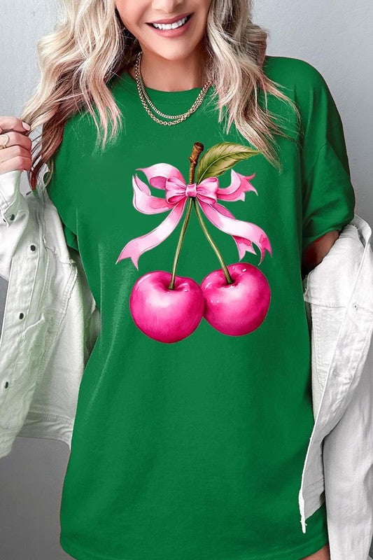 Cherry with Coquette Bow Plus Heavyweight Tee