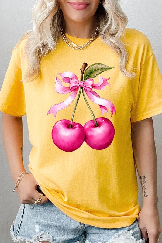 Cherry with Coquette Bow Plus Heavyweight Tee