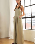 ADORA Square Neck Wide Leg Overalls with Pockets