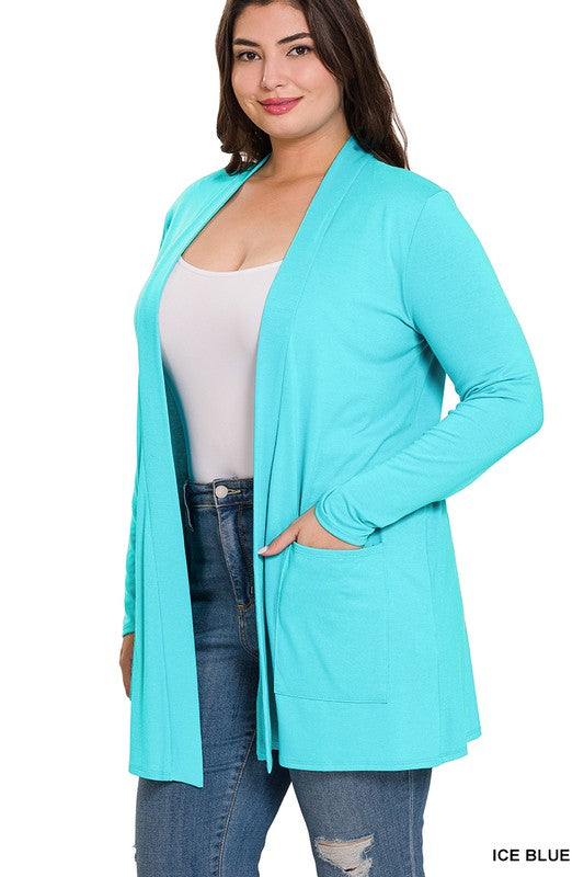 *NEW!* Zenana Copper Slouchy hot Pocket Open Plus Size Cardigan~2XL